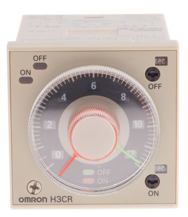 Omron H3CR Series DIN Rail Timer Relay, 2-Contact, 48 V dc 24 V, 48V ac, 0.05 s to 300 h, Multifunction-Function, DPDT