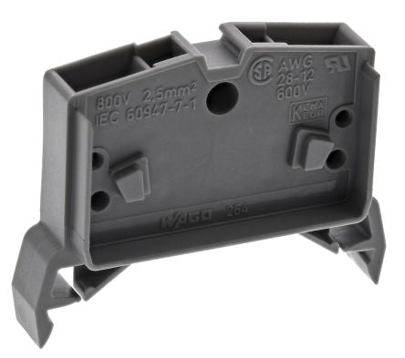 WAGO 264-711 264 Series Feed Through Terminal Block Grey, 2.5mm², 1-Level, Cage Clamp
