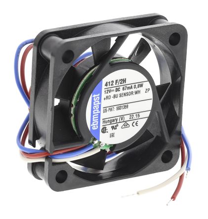 ebm-papst 400 F Series Axial Fan, 12V dc, 9 m³/h, 800 mW 40 mm 10mm 10 mm