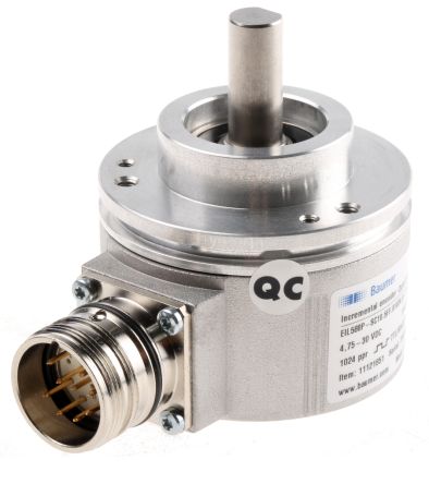 Baumer EIL580P Series Optical Incremental Encoder 30V dc, 65536 ppr ppr, TTL/HTL Signal, Solid Type, 10 mm Shaft