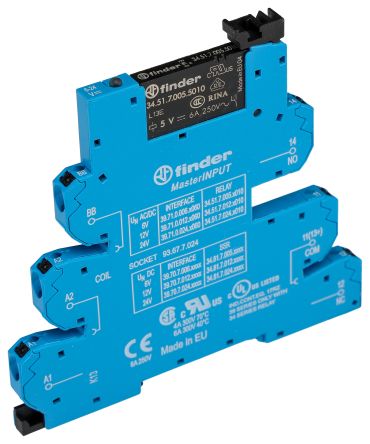 Finder 39 Series Interface Relay, DIN Rail, 6V ac/dc Coil, SPDT, 35mA