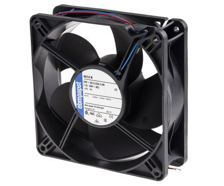 ebm-papst 4400 Series Axial Fan, 24V dc, 205 m³/h, 5.2 W, IP20 119 mm 38mm 38 mm
