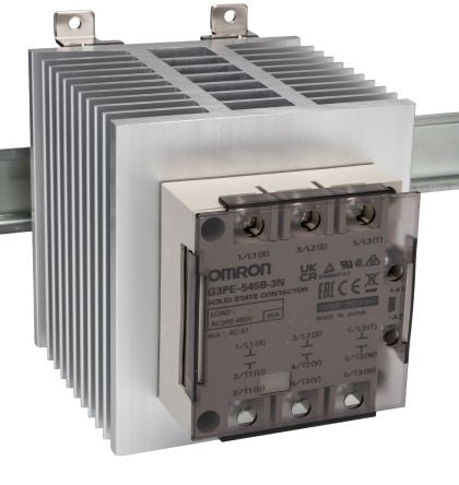 Omron G3PE Three Phase Series Solid State Relay, 45 A Load, DIN Rail Mount, 528 V ac Load, 24V dc Control