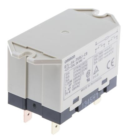 Omron PCB Power Relay, 24V ac Coil, 25A Switching Current, DPST