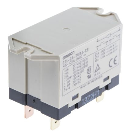 Omron Flange Power Relay, 12V dc Coil, 25A Switching Current, DPST
