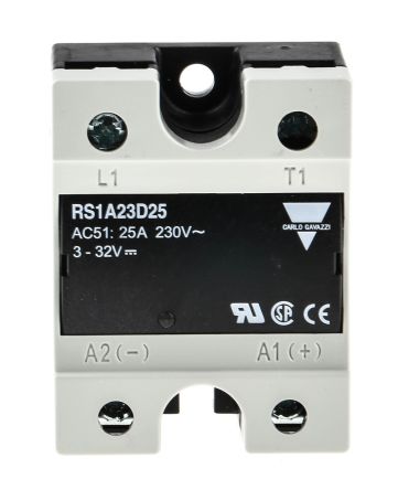 Carlo Gavazzi RS1A Series Solid State Relay, 25 A Load, Panel Mount, 265 V ac Load, 32V dc Control
