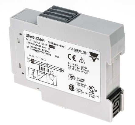 Carlo Gavazzi Monitoring Relay, 3 Phase, 177/550 V ac Monitor Range, SPDT, DIN Rail, 208V ac, 480 V ac 250 V ac