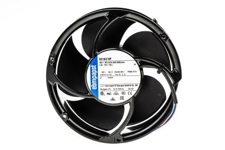 ebm-papst 6300 - S-Force Series Axial Fan, 48V dc, 710 m³/h, 67 W, 0.12 A Max, IP20 119 mm 60mm 50.8 mm