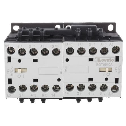 Lovato BG Reversing Contactor, 24V ac Coil, 3-Pole, 9 A, 4 kW 24V ac, 3 NO/1 NO, 600V ac