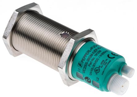 Pepperl + Fuchs UC2000-30GM-IUEP-IO-V15 Threaded Barrel Ultrasonic Proximity Sensor, M30 x 1.5 2000 mm 200mA IO-Link 3V