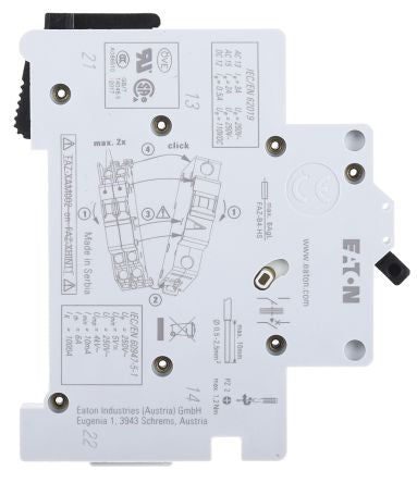 Eaton Auxiliary Contact, 2 Contact, 1 NO/1 NC, DIN Rail, 500 A, 240V ac, 286054 FAZ-XHIN11