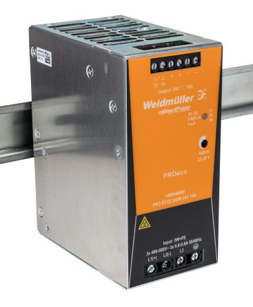 Weidmüller PROeco Switched Mode DIN Rail Power Supply 800 V dc, 575V ac AC/DC Input 28V dc, 10 A Output DC 240 W