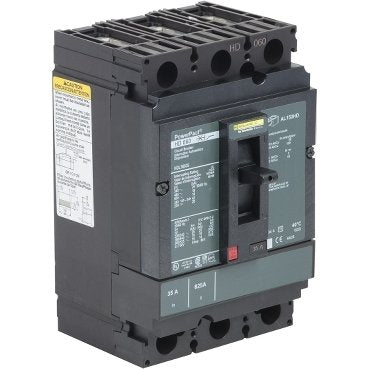 Circuit breaker, PowerPacT H, 35A, 3 pole, 600VAC, 14kA, lugs, thermal magnetic, 80%, interchangeable trip unit (Circuit breaker PowerPacT H) is a Schneider Electric product. Designed for reliable performance and long service life. Available across Iraq — contact us for pricing and delivery options.
