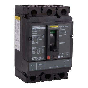 Circuit breaker, PowerPacT H, 40A, 3 pole, 600VAC, 14kA, lugs, thermal magnetic, 80%, interchangeable trip unit (Circuit breaker PowerPacT H) is a Schneider Electric product. Designed for reliable performance and long service life. Available across Iraq — contact us for pricing and delivery options.