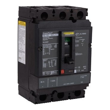 Circuit breaker, PowerPacT H, 80A, 3 pole, 600VAC, 14kA, lugs, thermal magnetic, 80%, interchangeable trip unit (Circuit breaker PowerPacT H) is a Schneider Electric product. Designed for reliable performance and long service life. Available across Iraq — contact us for pricing and delivery options.