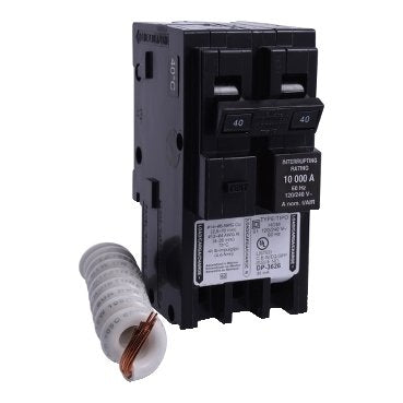 Mini circuit breaker, Homeline, 40A, 2 pole, 120/240VAC, 10kA AIR, ground fault class B, plug in, UL [TAA] (Mini circuit breaker Homeline) is a Schneider Electric product. Designed for reliable performance and long service life. Available across Iraq — contact us for pricing and delivery options.