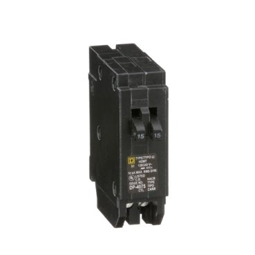 Tandem circuit breaker, Homeline, 2 x 1 pole at 15A, 120/240VAC, 10kA AIR, plug in, UL (Tandem circuit breaker Homeline) is a Schneider Electric product. Designed for reliable performance and long service life. Available across Iraq — contact us for pricing and delivery options.
