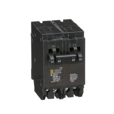 Tandem circuit breaker, Homeline, 2 x 1 pole at 20A, 1 x 2 pole at 40A, 120/240VAC, 10kA AIR, plug in, UL (Tandem circuit breaker Homeline) is a Schneider Electric product. Designed for reliable performance and long service life. Available across Iraq — contact us for pricing and delivery options.