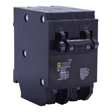 Tandem circuit breaker, Homeline, 2 x 1 pole at 20A, 1 x 2 pole at 50A, 120/240VAC, 10kA AIR, plug in, UL (Tandem circuit breaker Homeline) is a Schneider Electric product. Designed for reliable performance and long service life. Available across Iraq — contact us for pricing and delivery options.