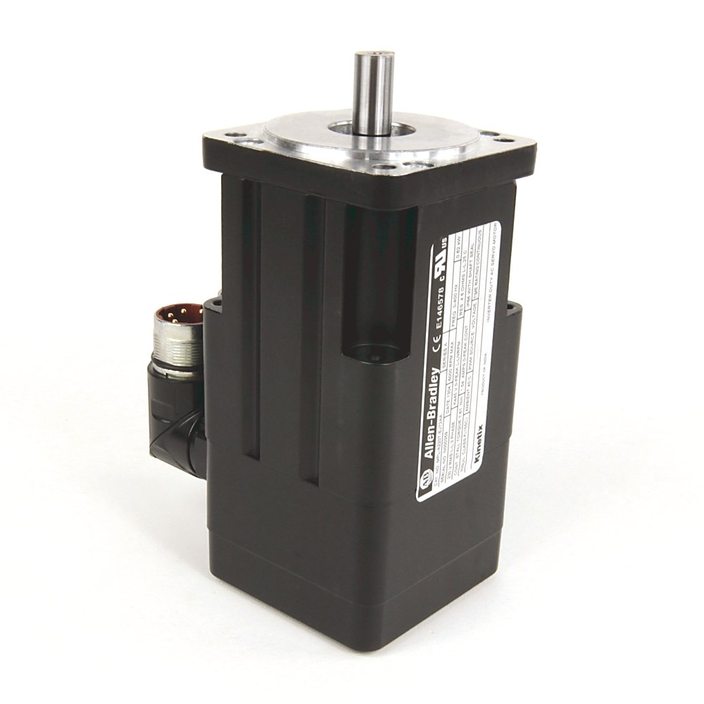 Bulletin MPL - Low-Inertia Brushless Servo Motors Product, 230 V, Frame Size 2 = 75 mm (2.95 in.), Stack Length 20 = 50.8 mm (2.0 in.), 6000 RPM, Single-turn High-resolution Encoder. Keyed Shaft Extension, SpeedTEC DIN Connector, Right Angle, 180° Rotatable (Quick Connect), 24V DC Brake, IEC Metric, Free Mounting Holes (Type FF)