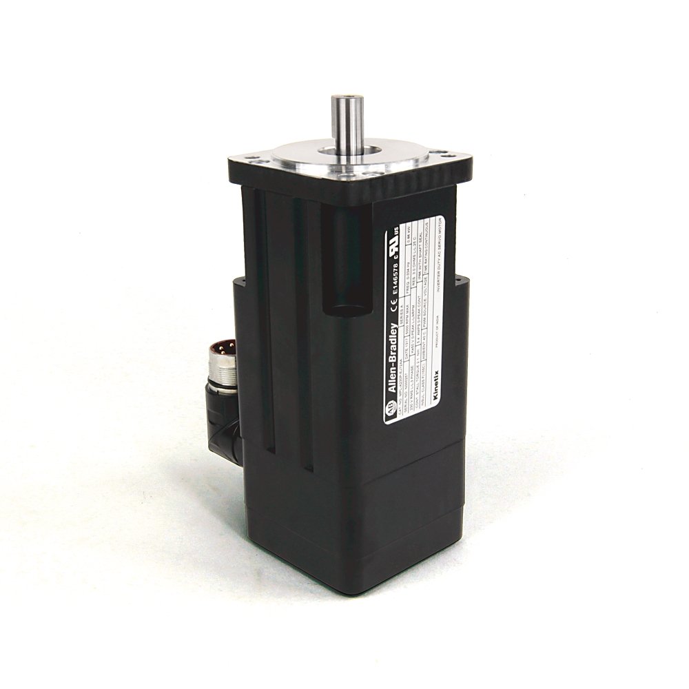 Bulletin MPL - Low-Inertia Brushless Servo Motors Product, 230 V, Frame Size 2 = 75 mm (2.95 in.), Stack Length 30 = 76.2 mm (3.0 in.), 5000 RPM, Single-turn High-resolution Encoder. Keyed Shaft Extension, SpeedTEC DIN Connector, Right Angle, 180° Rotatable (Quick Connect), 24V DC Brake, IEC Metric, Free Mounting Holes (Type FF)