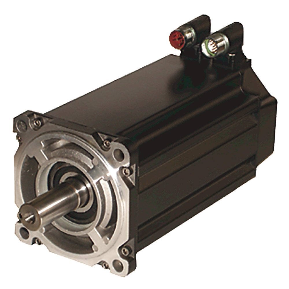 Bulletin MPL - Low-Inertia Brushless Servo Motors Product, 230 V, Frame Size 3 = 100 mm (3.94 in.), Stack Length 20 = 50.8 mm (2.0 in.), 5000 RPM, Single-turn High-resolution Encoder. Keyless Shaft Extension, SpeedTEC DIN Connector, Right Angle, 180° Rotatable (Quick Connect), 24V DC Brake, IEC Metric, Free Mounting Holes (Type FF)