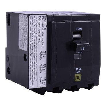 Mini circuit breaker, QO, 15A, 3 pole, 120/240VAC, 65kA, bolt on, AC shunt (Mini circuit breaker QO) is a Schneider Electric product. Designed for reliable performance and long service life. Available across Iraq — contact us for pricing and delivery options.