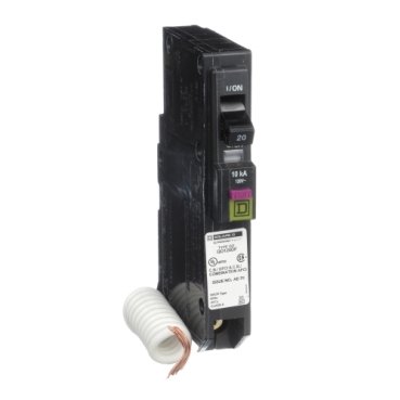 Mini circuit breaker, QO, 20A, 1 pole, 120VAC, 10kA, plug in, dual function, pigtail, clam [TAA] (Mini circuit breaker QO) is a Schneider Electric product. Designed for reliable performance and long service life. Available across Iraq — contact us for pricing and delivery options.