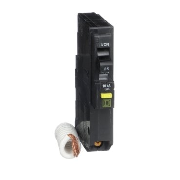 Mini circuit breaker, QO, 25A, 1 pole, 120VAC, 10kA, plug in, 6mA grd fault A, pigtail [TAA] (Mini circuit breaker QO) is a Schneider Electric product. Designed for reliable performance and long service life. Available across Iraq — contact us for pricing and delivery options.