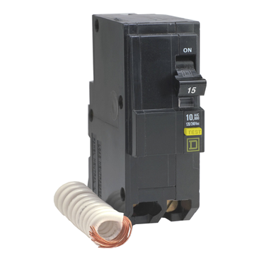 Mini circuit breaker, QO, 15A, 2 pole, 120/240VAC, 10kA, plug in, 6mA grd fault A, pigtail, consumer pack [TAA] (Mini circuit breaker QO) is a Schneider Electric product. Designed for reliable performance and long service life. Available across Iraq — contact us for pricing and delivery options.