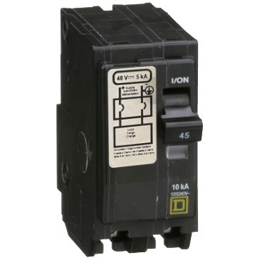 Mini circuit breaker, QO, 45A, 2 pole, 120/240VAC, 10kA, plug in, 48VDC rating (Mini circuit breaker QO) is a Schneider Electric product. Designed for reliable performance and long service life. Available across Iraq — contact us for pricing and delivery options.