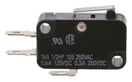 Omron Short Hinge Lever Micro Switch, Tab Terminal, 100mA, 250 V ac, SPDT, IP40