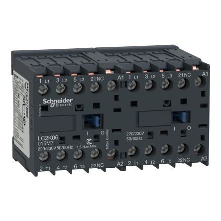 Schneider Electric TeSys K Reversing Contactor, 48V ac Coil, 3-Pole, 9 A, 4 kW 48V ac, 3 NO, 690V ac