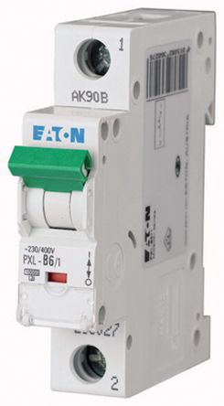 Eaton xPole PXL Miniature Circuit Breaker, 1-Pole, 6A, Type C, 400V ac AC, 48 V dc DC, 10 kA Breaking Capacity