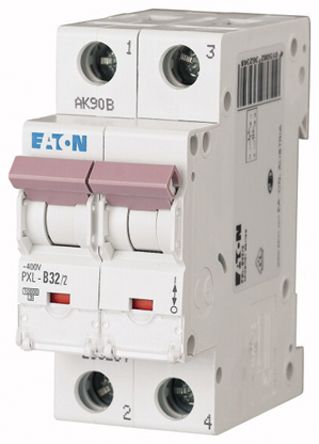 Eaton xPole PXL Miniature Circuit Breaker, 2-Pole, 32A, Type B, 400V ac AC, 48 V dc DC, 10 kA Breaking Capacity