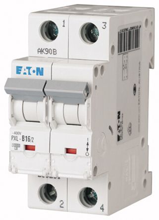 Eaton xPole PXL Miniature Circuit Breaker, 2-Pole, 16A, Type C, 400V ac AC, 48 V dc DC, 10 kA Breaking Capacity