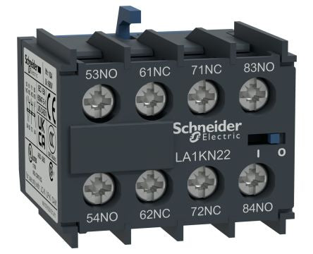 Schneider Electric Auxiliary Contact, 4 Contact, 4 NO, LA1K, Front, 10 A, 600V ac, LA1KN40