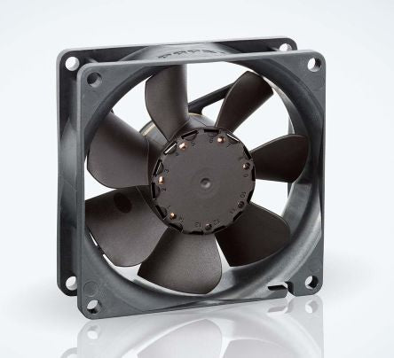 ebm-papst 8400 N Series Axial Fan, 24V dc, 69 m³/h, 2 W, 85 mA Max, IP20 80 mm 80mm 25 mm