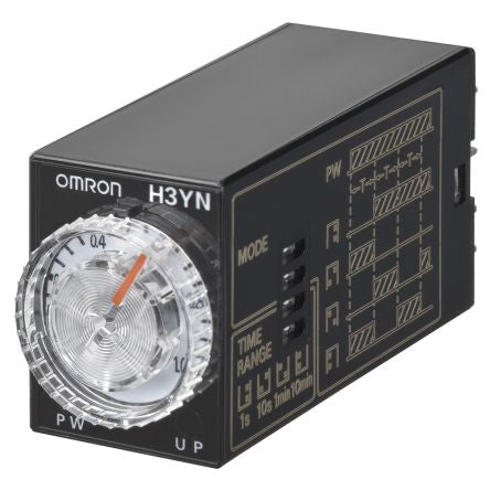 Omron H3YN Series Panel Timer Relay, 4-Contact, 125 V 200V ac, 230 V ac, 0.1 s to 10 min, Multifunction-Function, 4 NO/4