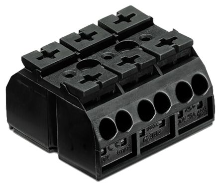 WAGO 862 Series Terminal Strip, 3-Way, 12AWG, 20 AWG Wire, 32A Cage Clamp