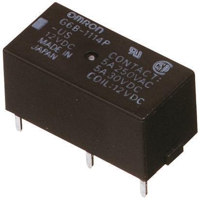 Omron PCB Power Relay, 12V dc Coil, 5A Switching Current, SPST