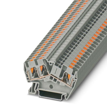 Phoenix Contact 3213604 PTS 4-TWIN Series Feed Through Terminal Block Grey, 0.2mm², 6 mm², 1-Level, Push-in