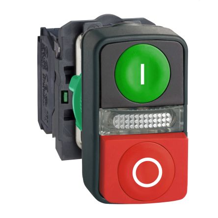 Schneider Electric Harmony XB5 Series Illuminated Push Button Switch, Push-Push, Panel, 22 mm Cutout, SPDT, IP66, IP69,