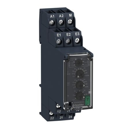 Schneider Electric Monitoring Relay, 1 Phase, DPDT, DIN Rail, 24V ac, 240 V ac