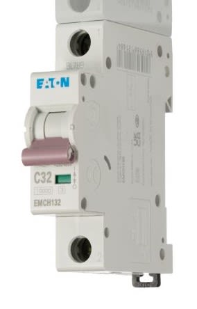 Eaton MEM Shield EMCH Miniature Circuit Breaker, 1-Pole, 32A, Type C, 240V ac AC, 48 V dc DC, 10 kA Breaking Capacity