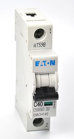 Eaton MEM Shield EMCH Miniature Circuit Breaker, 1-Pole, 40A, Type C, 240V ac AC, 48 V dc DC, 10 kA Breaking Capacity