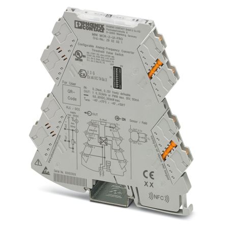 Phoenix Contact MINI MCR Series Signal Conditioner, Current/Voltage Input, Frequency Output, 24V dc Supply, B, UL, ATEX,