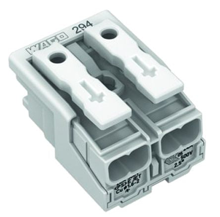 WAGO 294 Series Power Supply Connector Female Push-in, 2-Pole, 24A, 2-Way