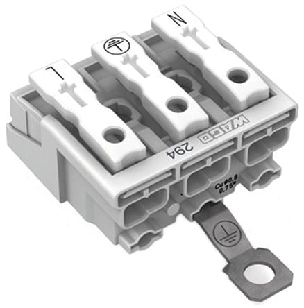 WAGO 294 Series Power Supply Connector Female Push-in, 3-Pole, 24A