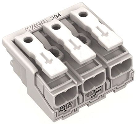 WAGO 294 Series Snap-in Power Supply Connector Female Push-in, 3-Pole, 24A, 3-Way